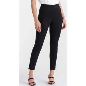 Vetta Slim Cropped Tencel Side Zip Pants in Black